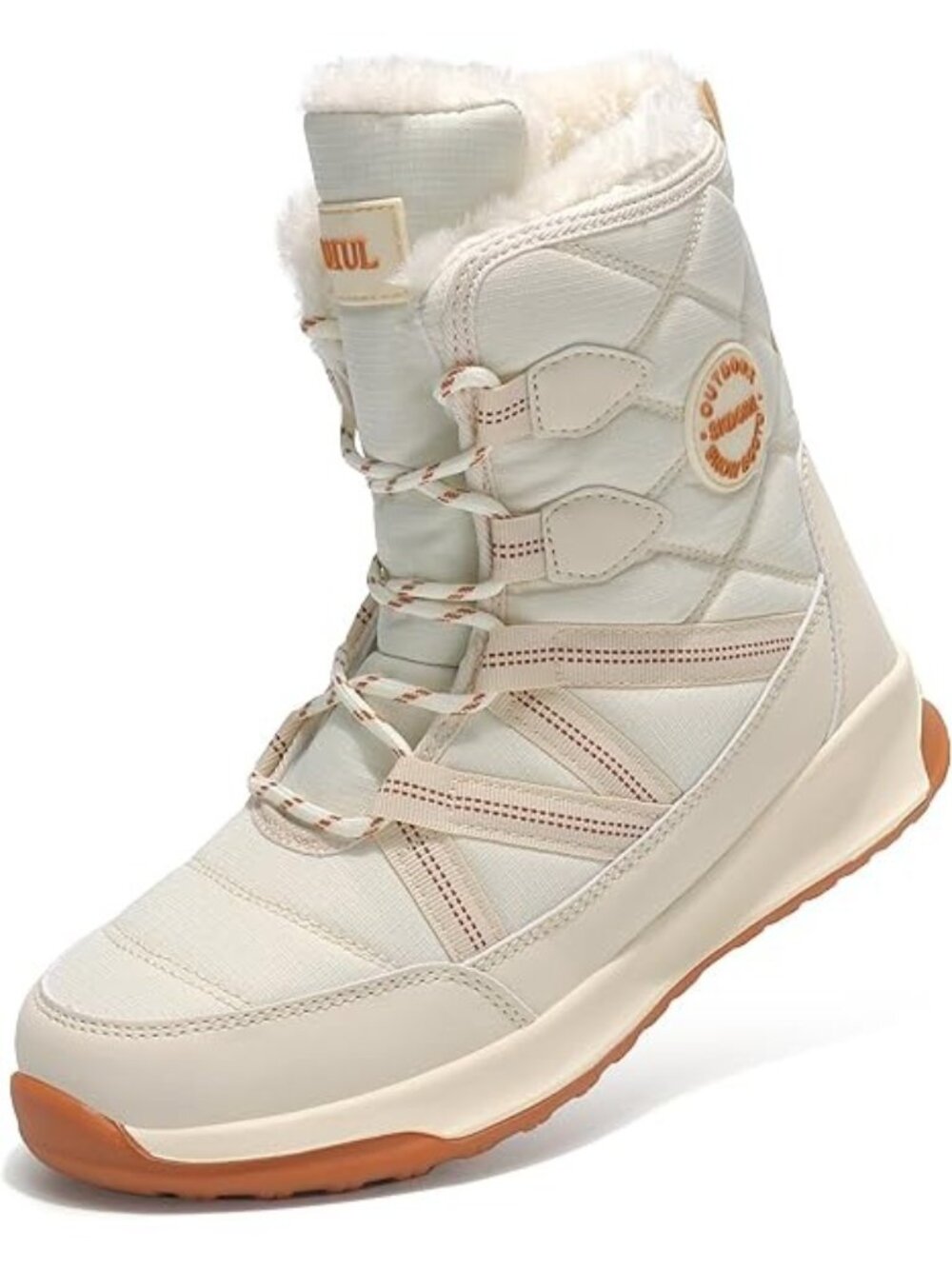Tsiodfo Size 10 Boots Winter Leather Lace-Up White Water-Resistant Oil-Resistant